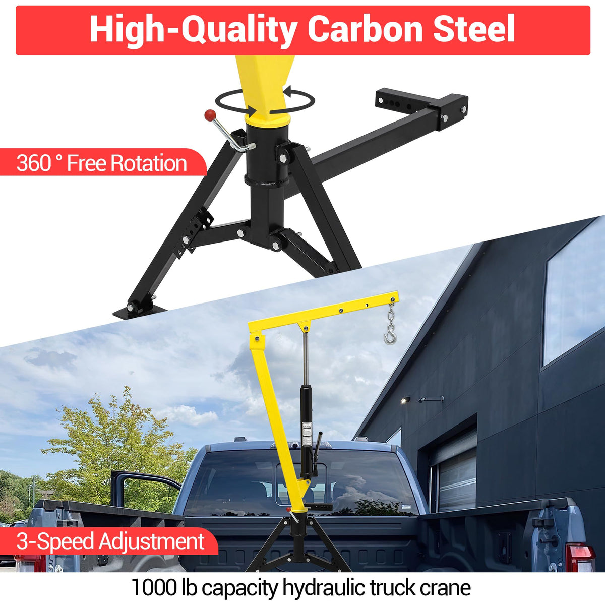 1000 LBS Hydraulic Truck-Mounted Crane with 360° Swivel L918965