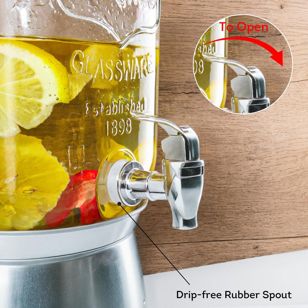 Glass Beverage Dispenser with Stand 1 Gallon Q609