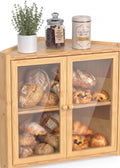 Double Layer Bamboo Bread Box with Clear Windows and Double Doors X243
