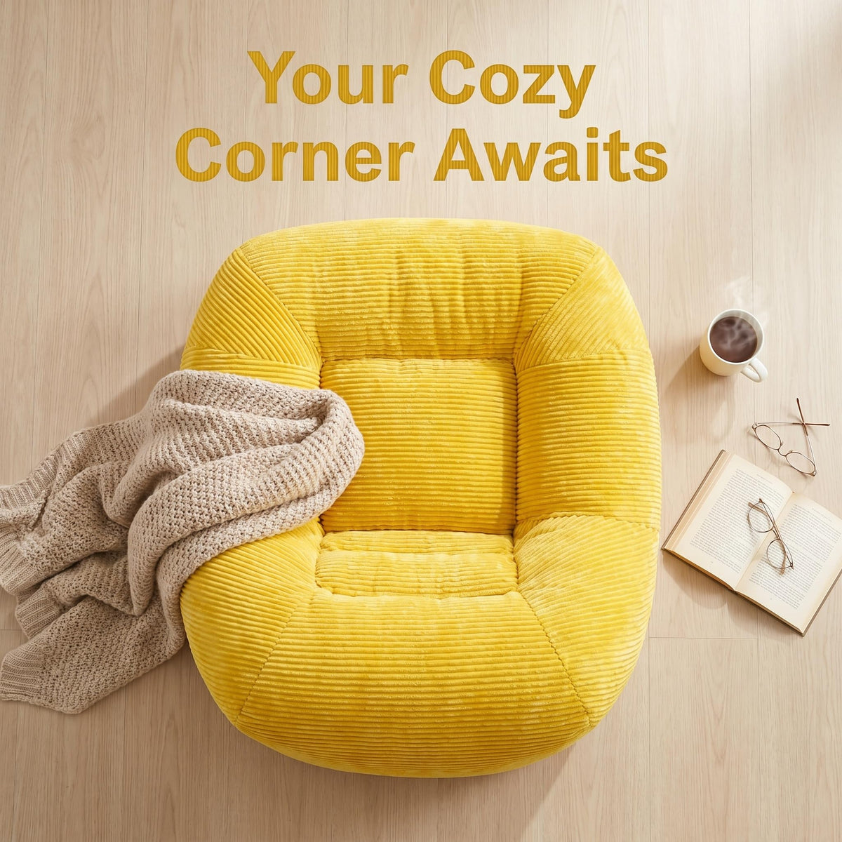 Oversized Corduroy Memory Foam Bean Bag Chair O7039