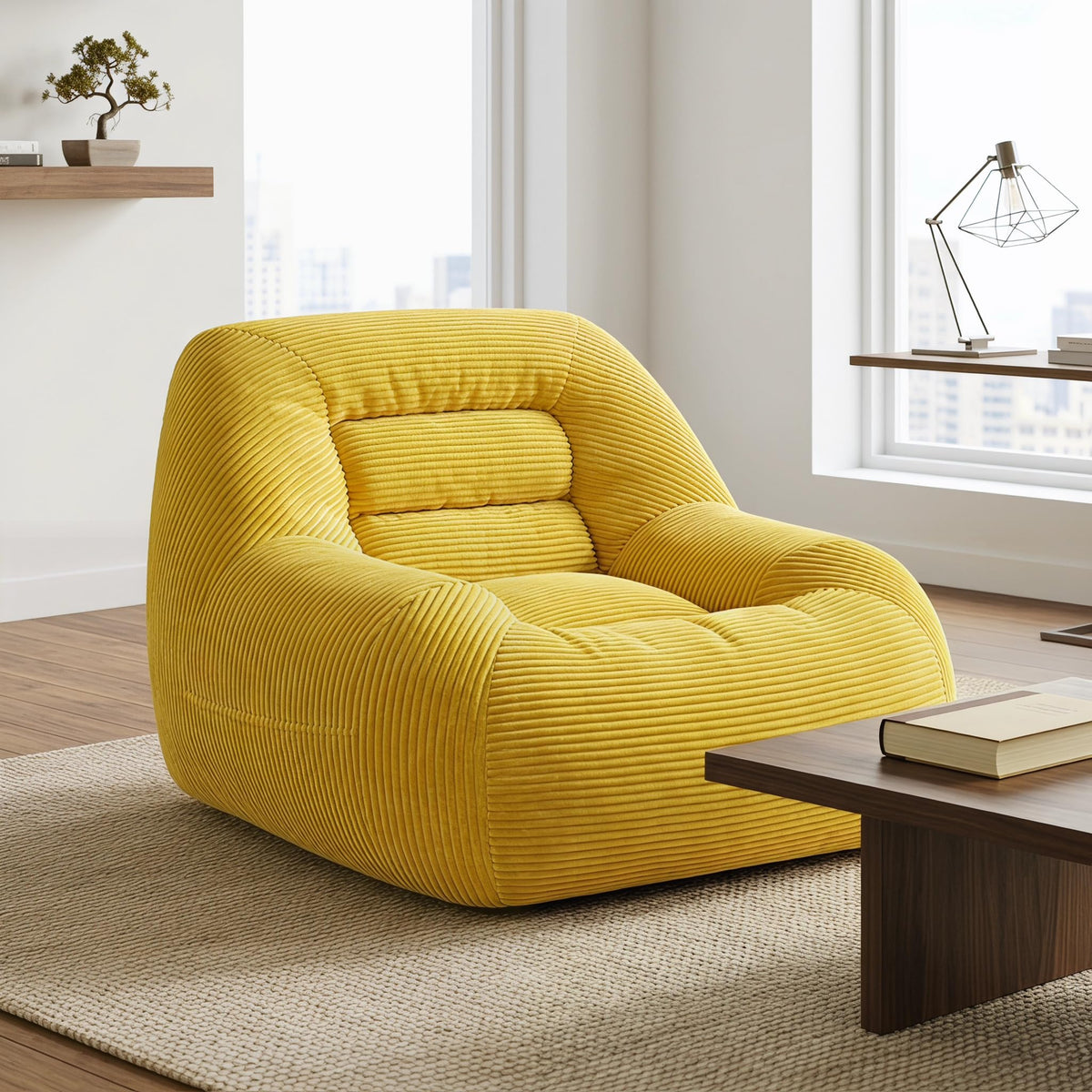Oversized Corduroy Memory Foam Bean Bag Chair O7039