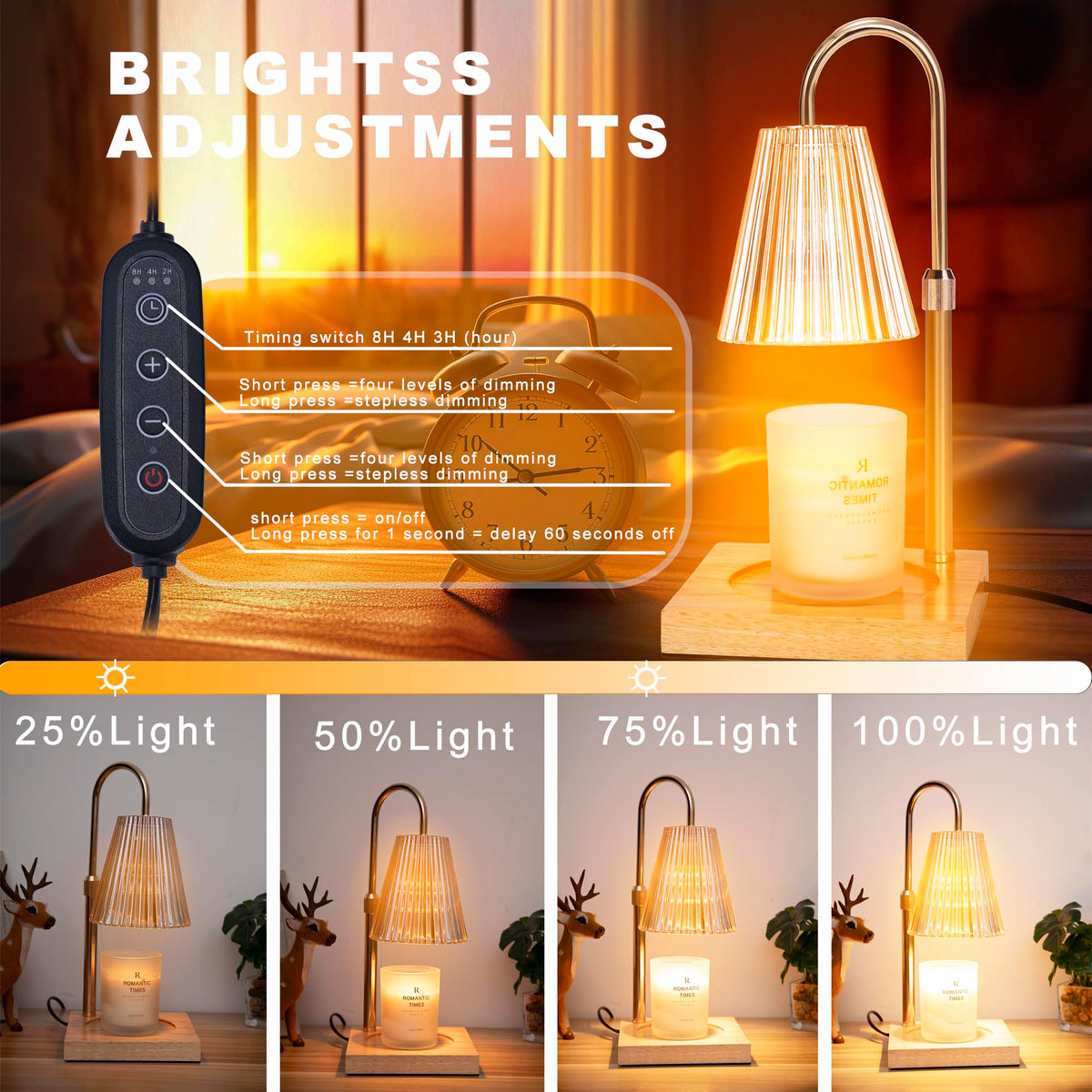 Adjustable Dimmable Electric Candle Warmer Lamp with Timer Z270337