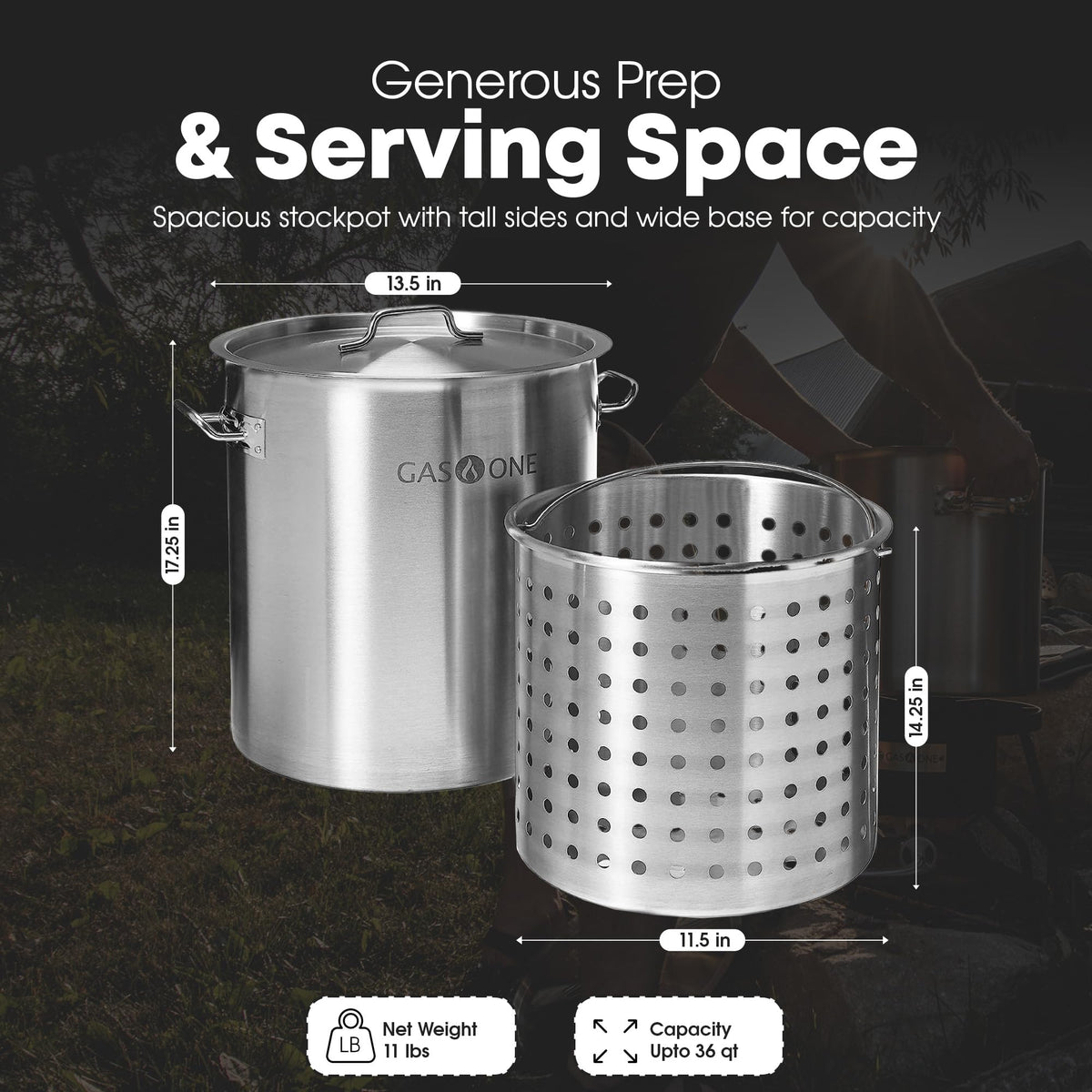 Stainless Steel 36qt Stockpot with Basket and Lid Y9018