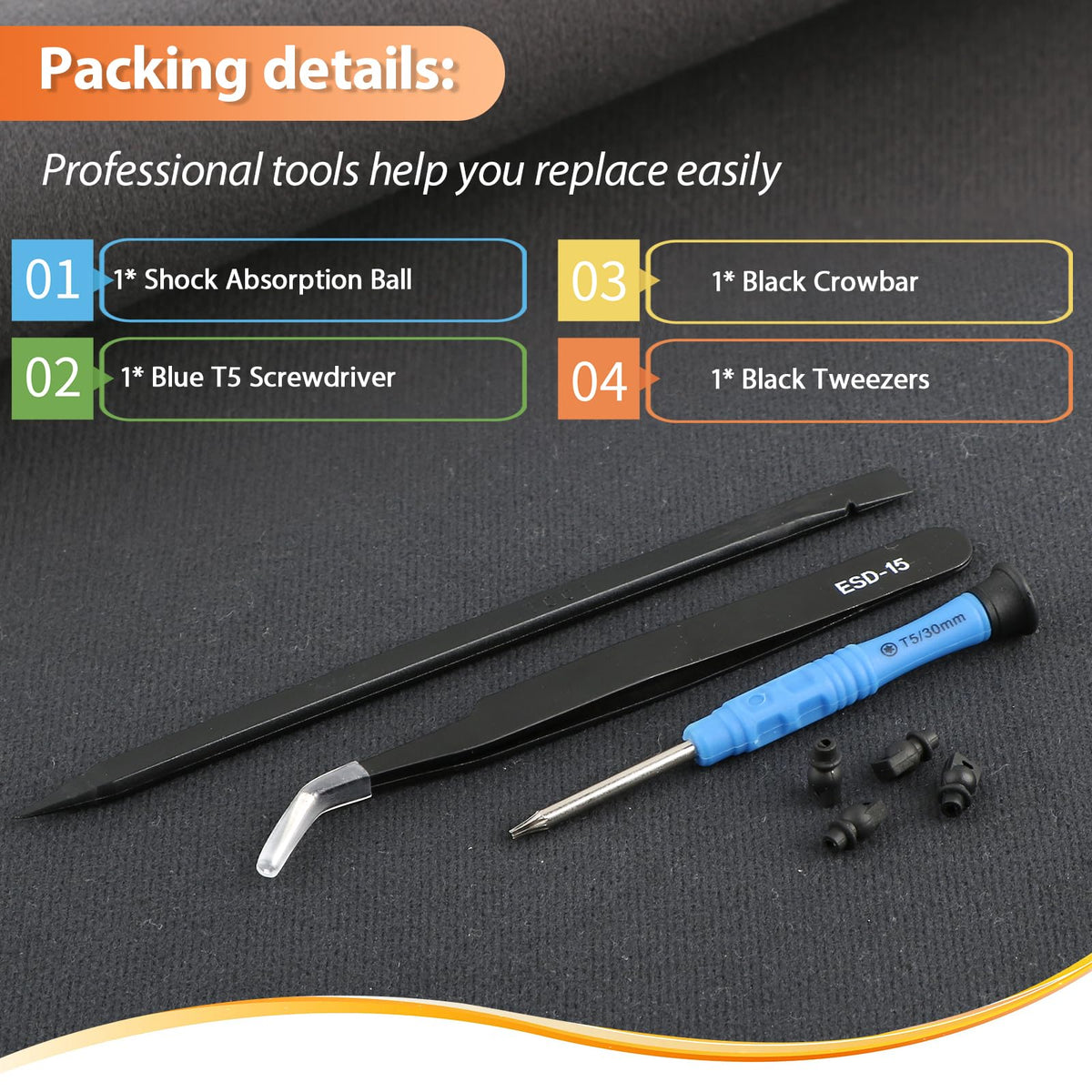 4Pcs Gimbal Shock Absorption Rubber Damper Mounts with Repair Tools E36540