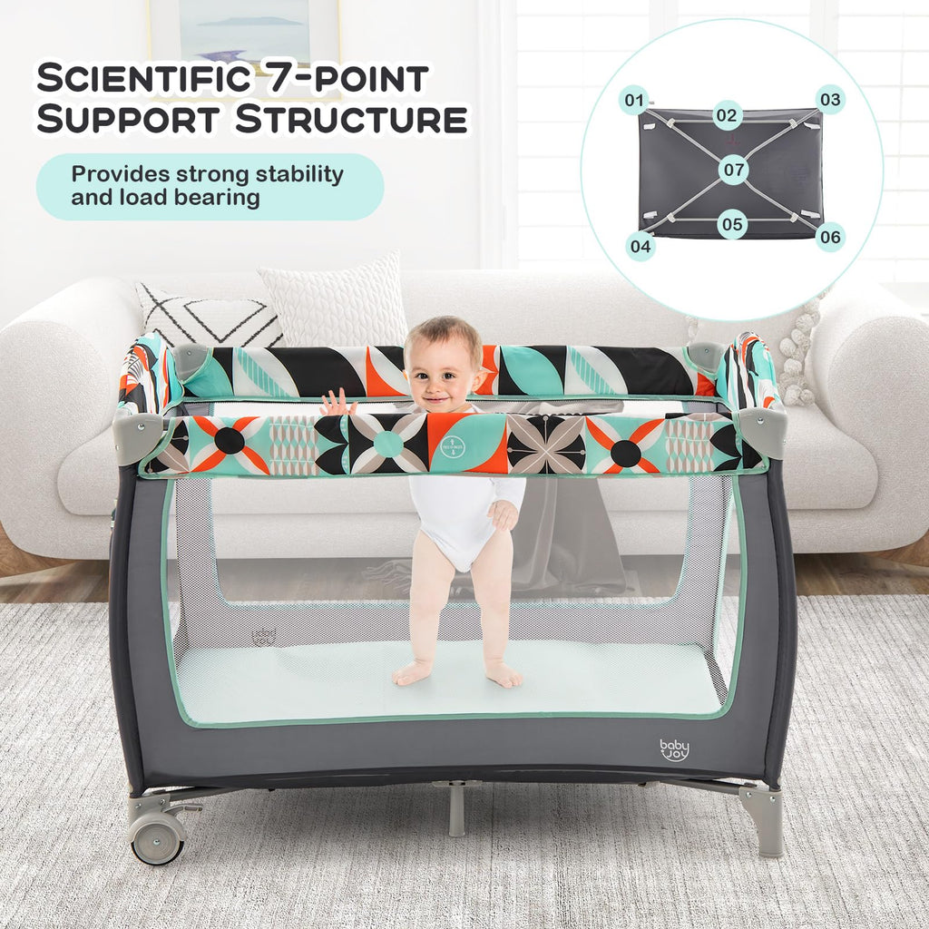4 in 1 Pack and Play Portable Baby Playard with Bassinet D22288