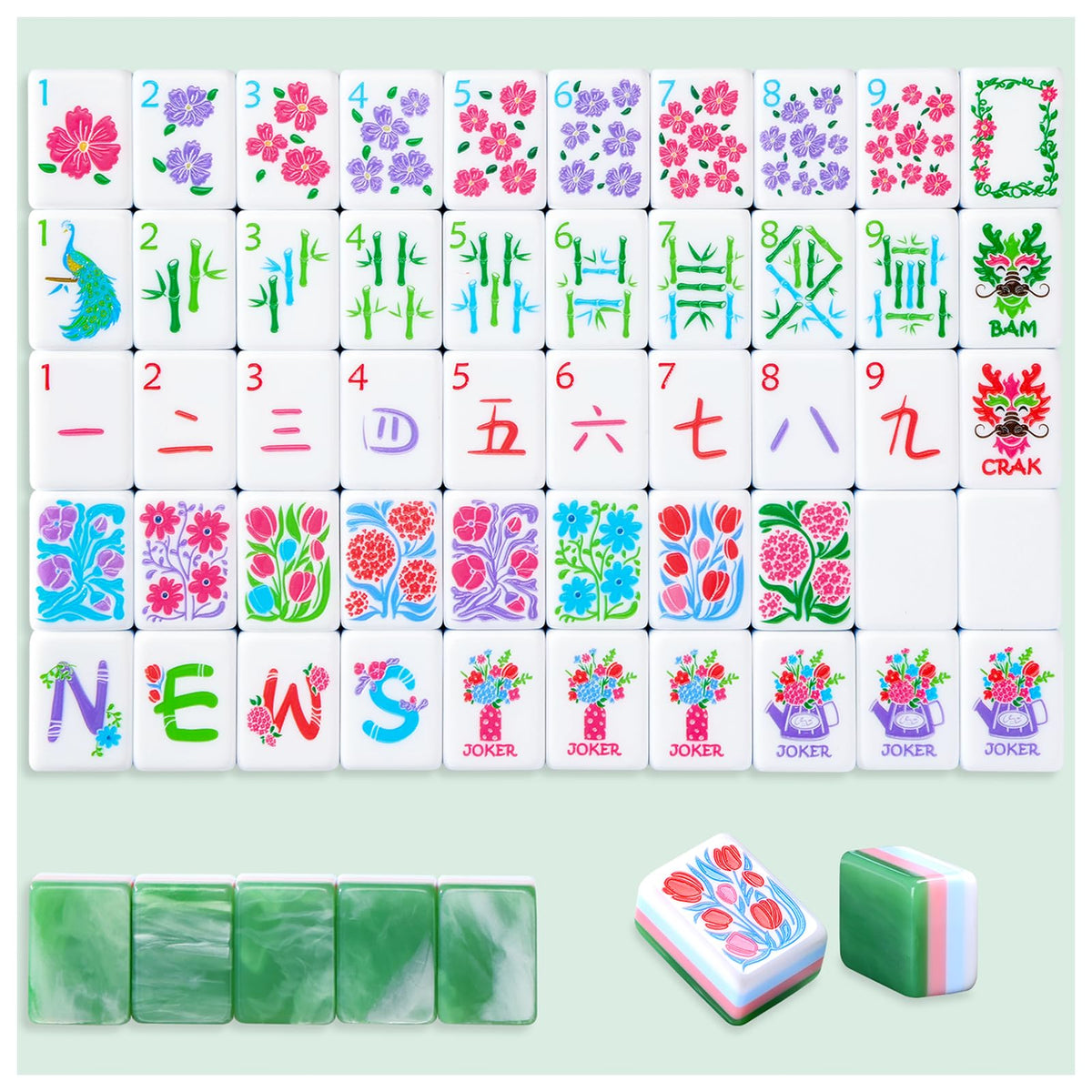 160 Acrylic Engraved Mahjong Tile Set N23810