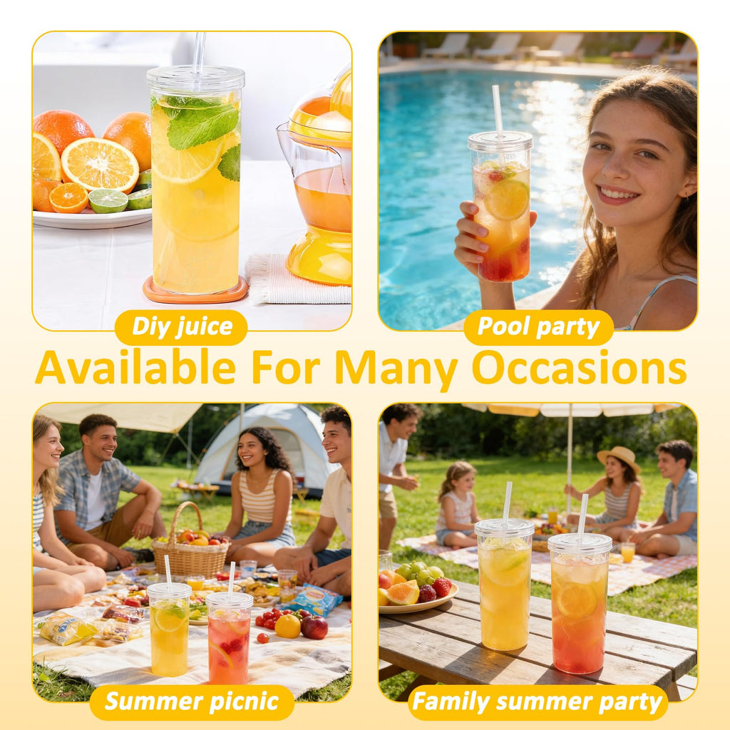 20oz Drinking Jars with Lids and Straws 2 Pack Clear Reusable Z181