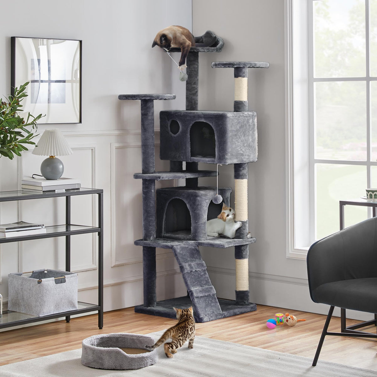 70in Multi-Level Cat Tree with Sisal Scratching Posts O994