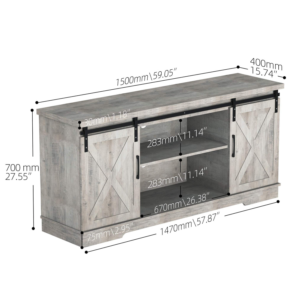 65 Inch Oak TV Stand with Storage Cabinet V57549