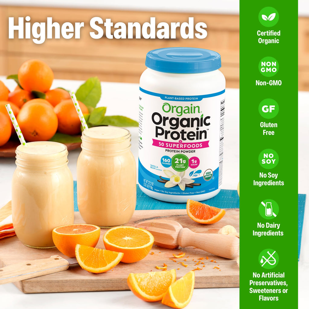 Organic Vegan 21g Protein Superfoods Powder Vanilla Bean 2.02lb D856011