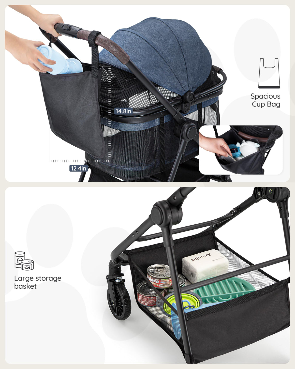Foldable Pet Stroller with Detachable Carrier G564