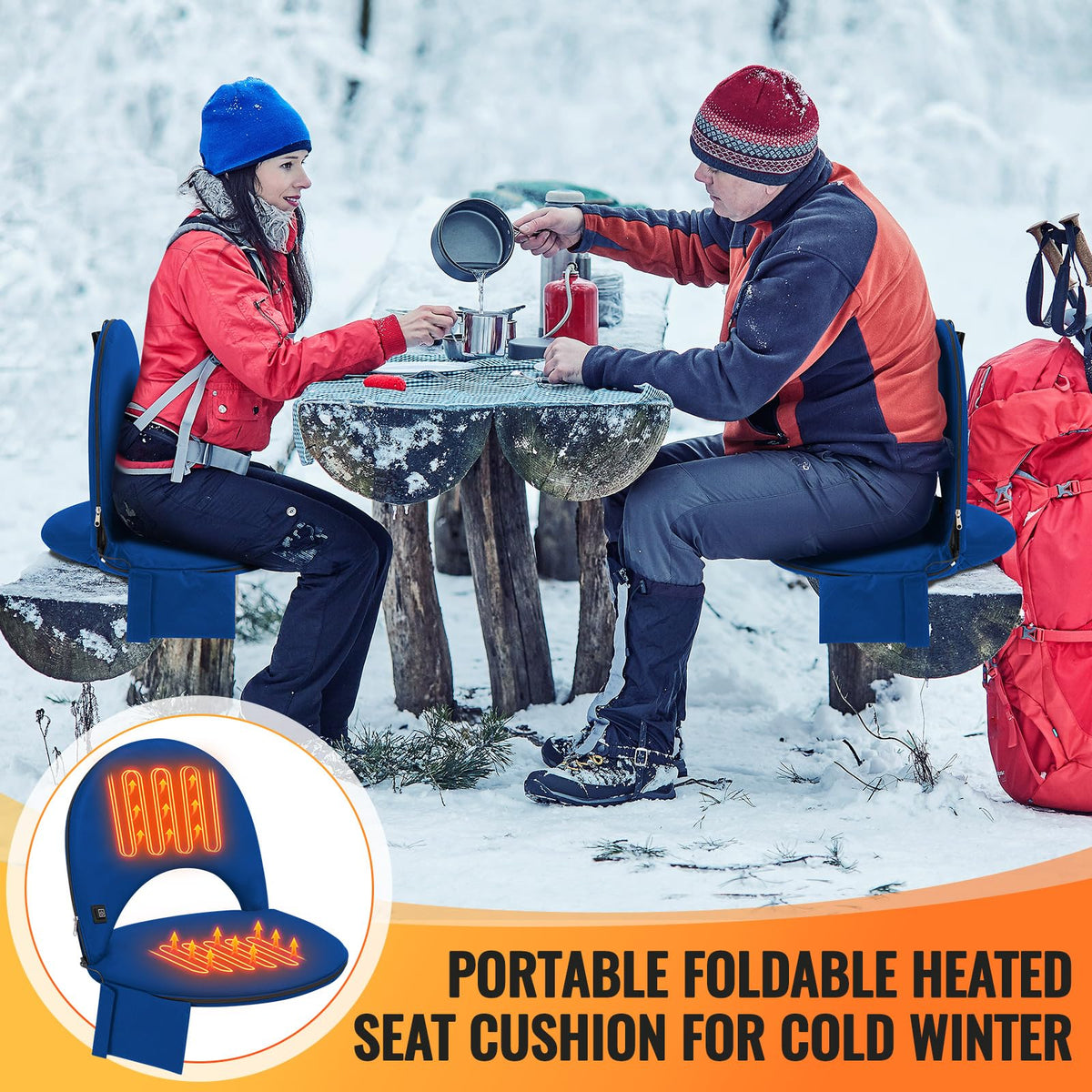 Heated Stadium Seat Cushion with Back Support F12753