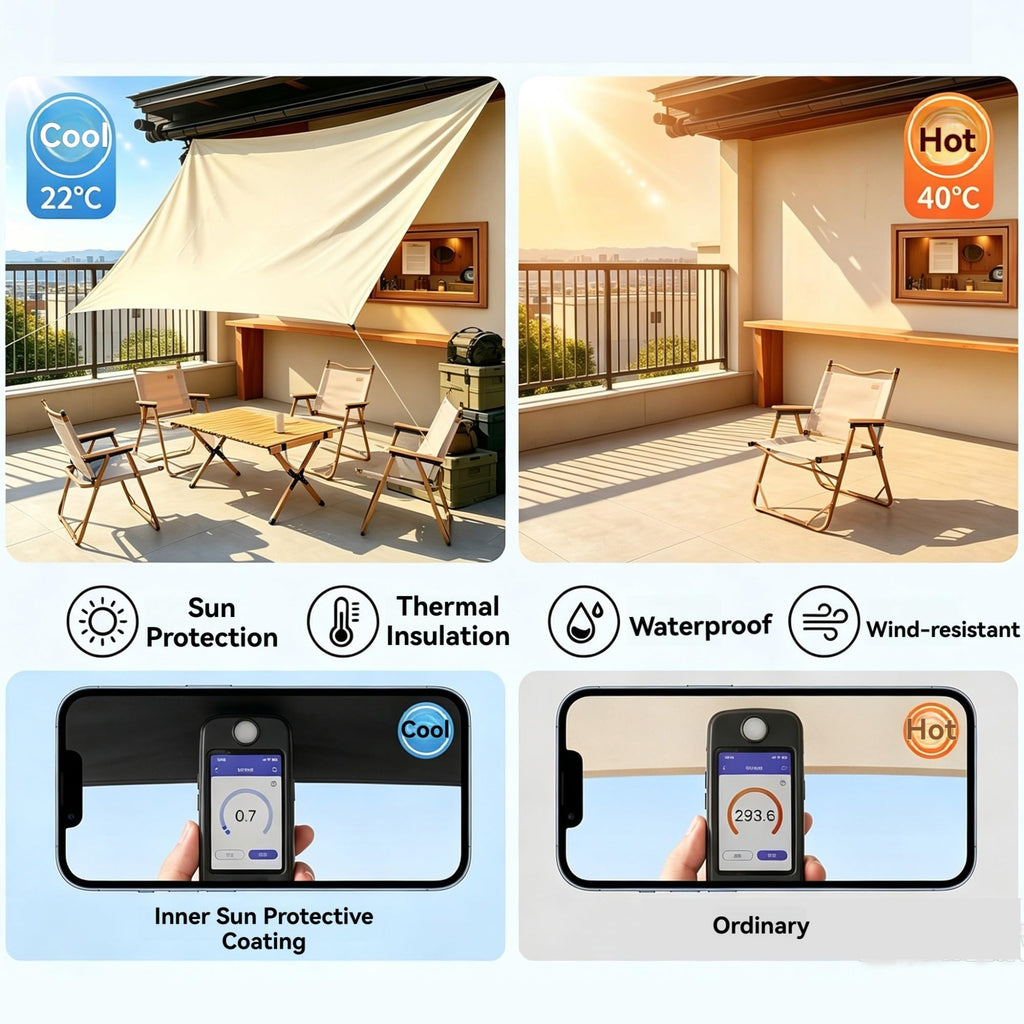 Waterproof Heavy-Duty Rectangle Sun Shade Sail with Rope G628546