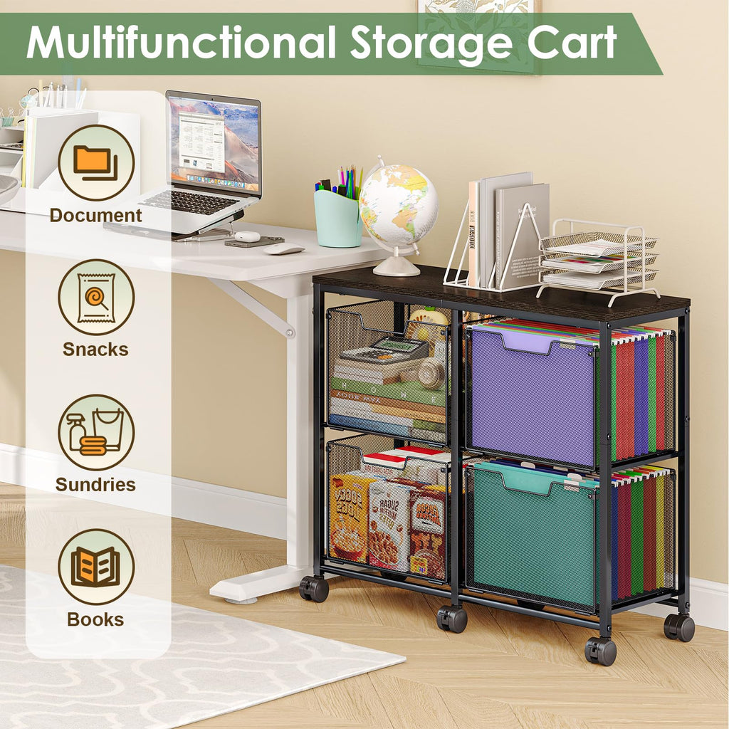 Black 4 Drawer Mobile File Cabinet J5486