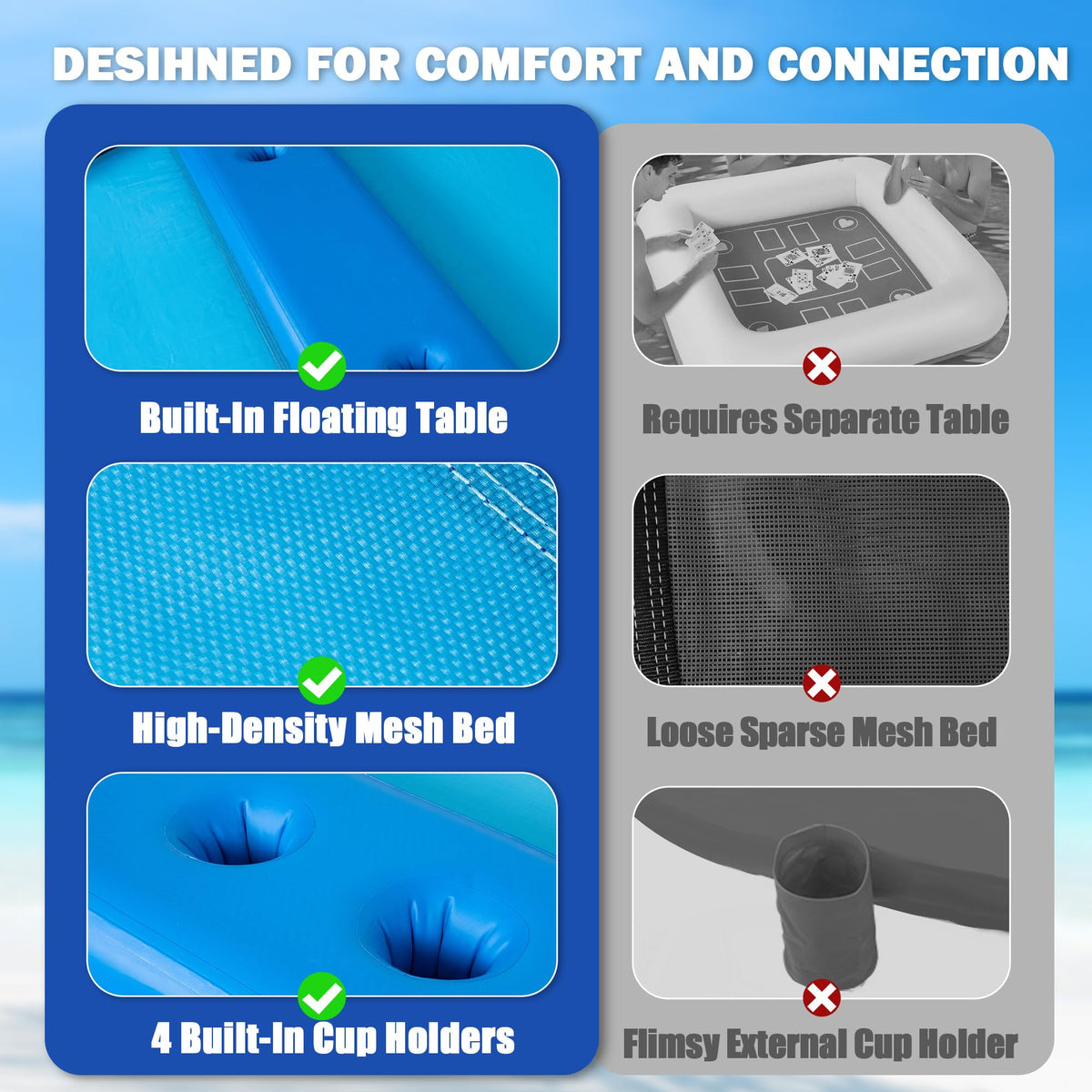 Inflatable Water Hammock with Cup Holders R684998