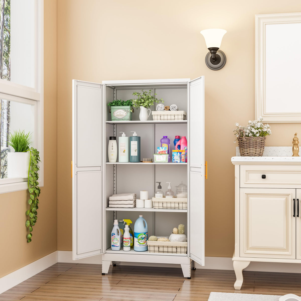 Metal Pantry Cabinet with 2 Door P68137
