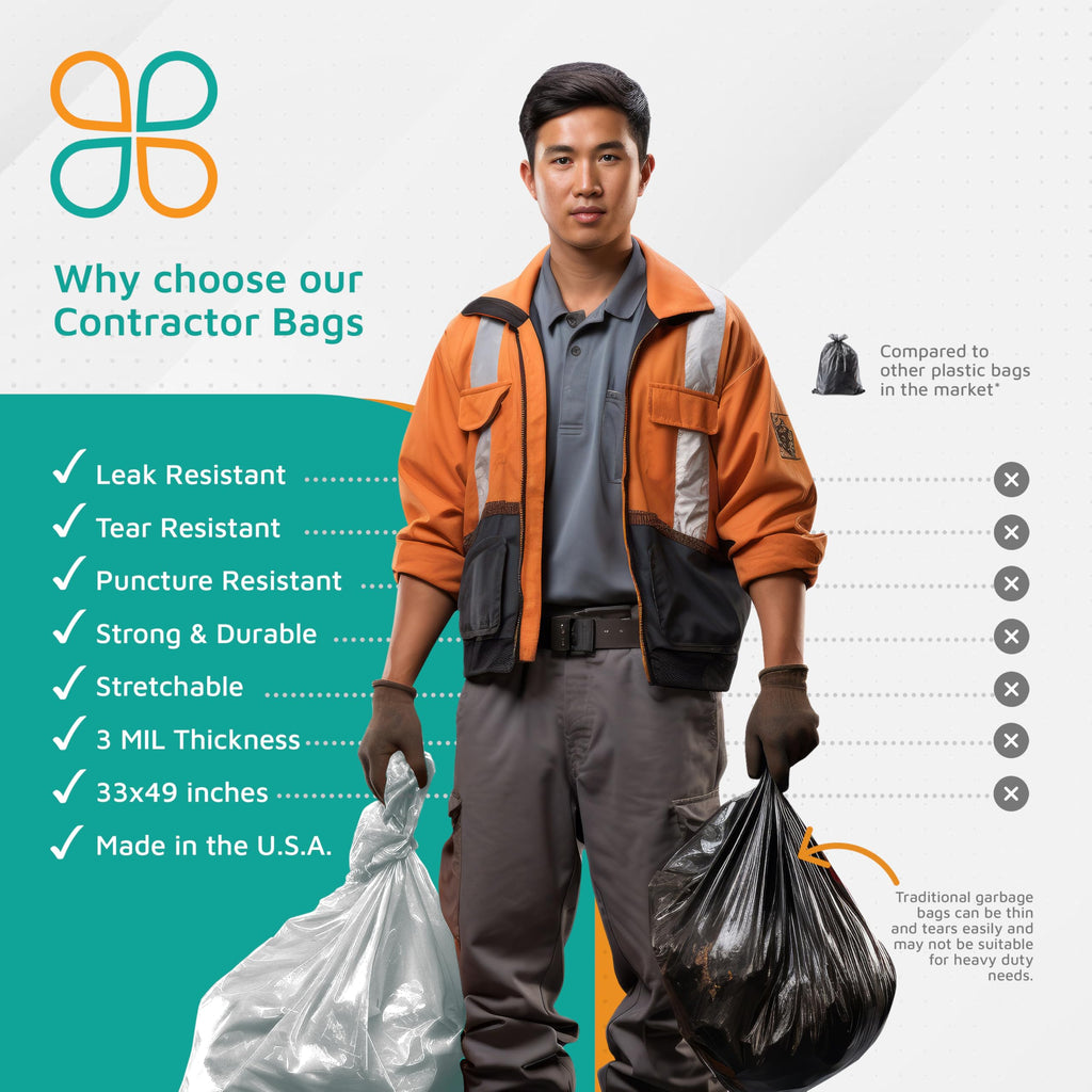 42-Gallon 3 Mil Clear Contractor Bags 50-Count A93544