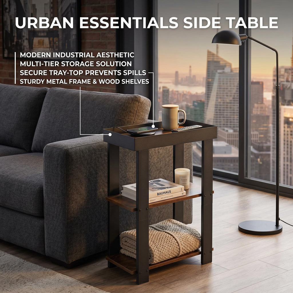 Rustic Brown 3-Tier Narrow Side Table X759