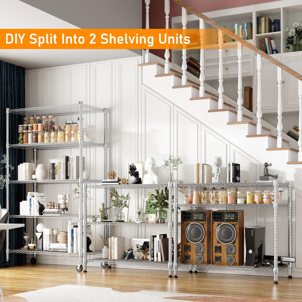 5-Tier Adjustable Steel Wire Shelving with Wheels Q39290