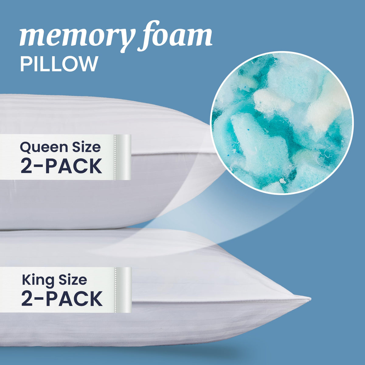4 King Pillow Set Down Alt Memory Foam I69042