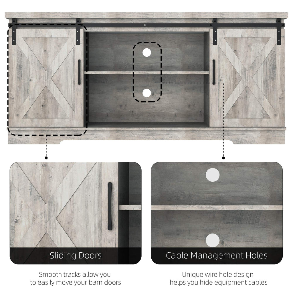 65 Inch Oak TV Stand with Storage Cabinet V57549