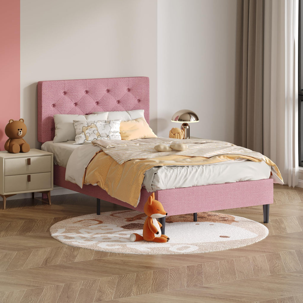 Twin Upholstered Platform Bed V92056