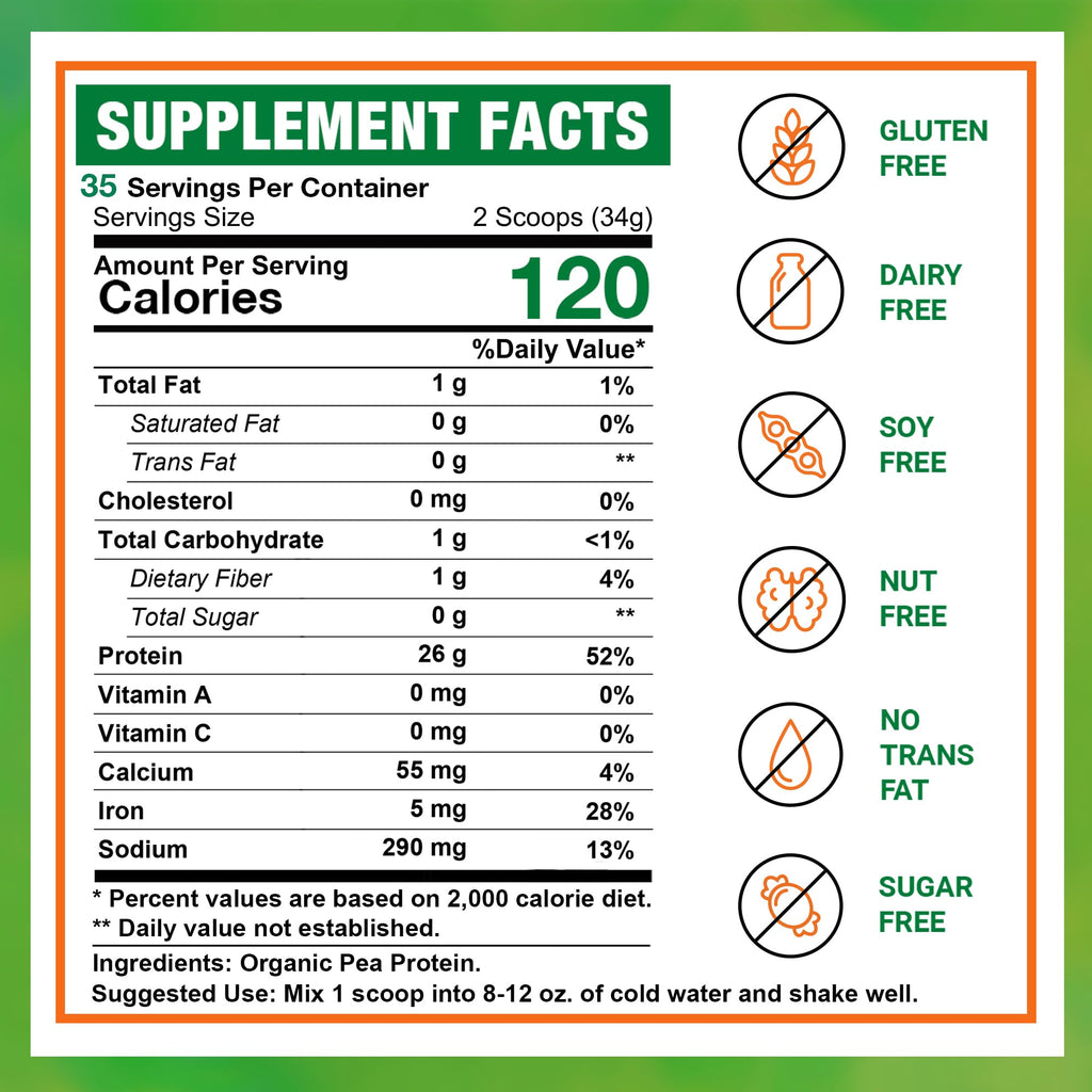 Organic Pea Protein Powder 2.62lbs B194