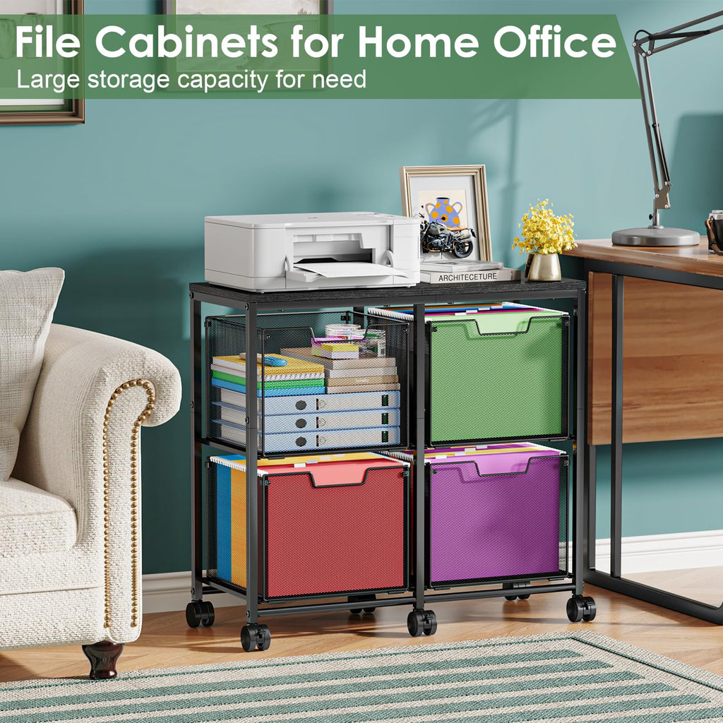 Black 4 Drawer Mobile File Cabinet J5486