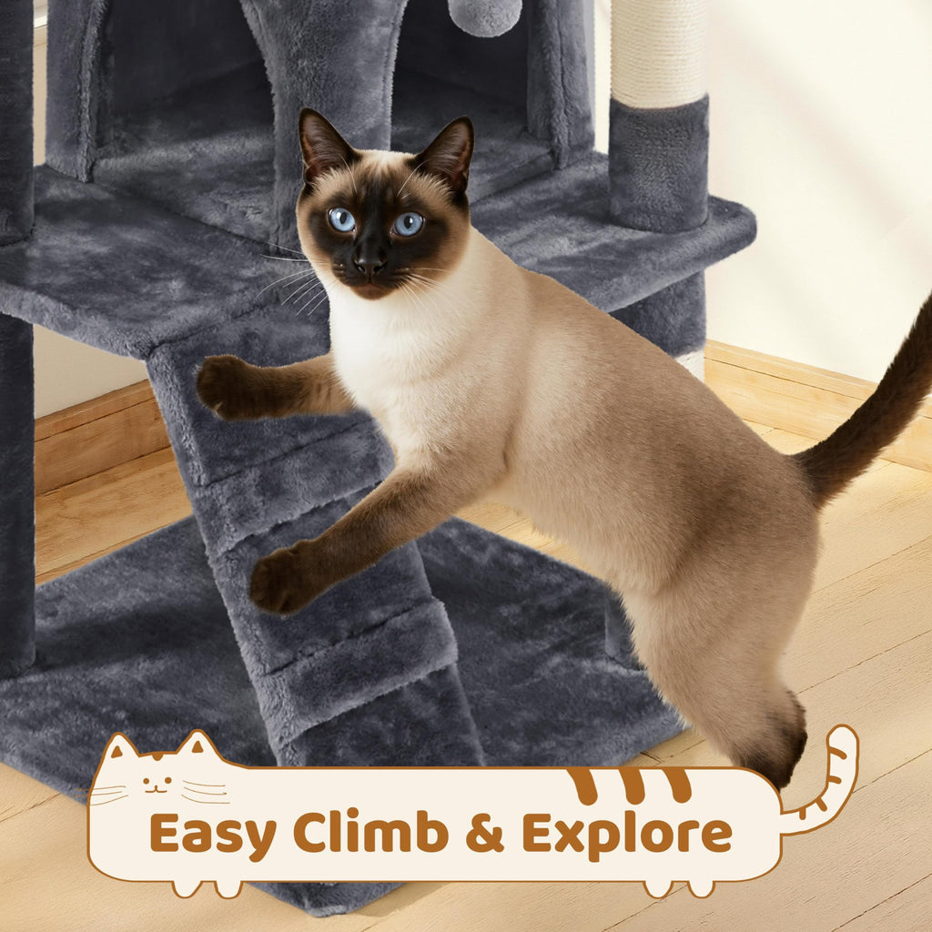 70in Multi-Level Cat Tree with Sisal Scratching Posts O994