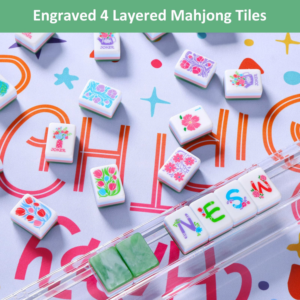 160 Acrylic Engraved Mahjong Tile Set N23810