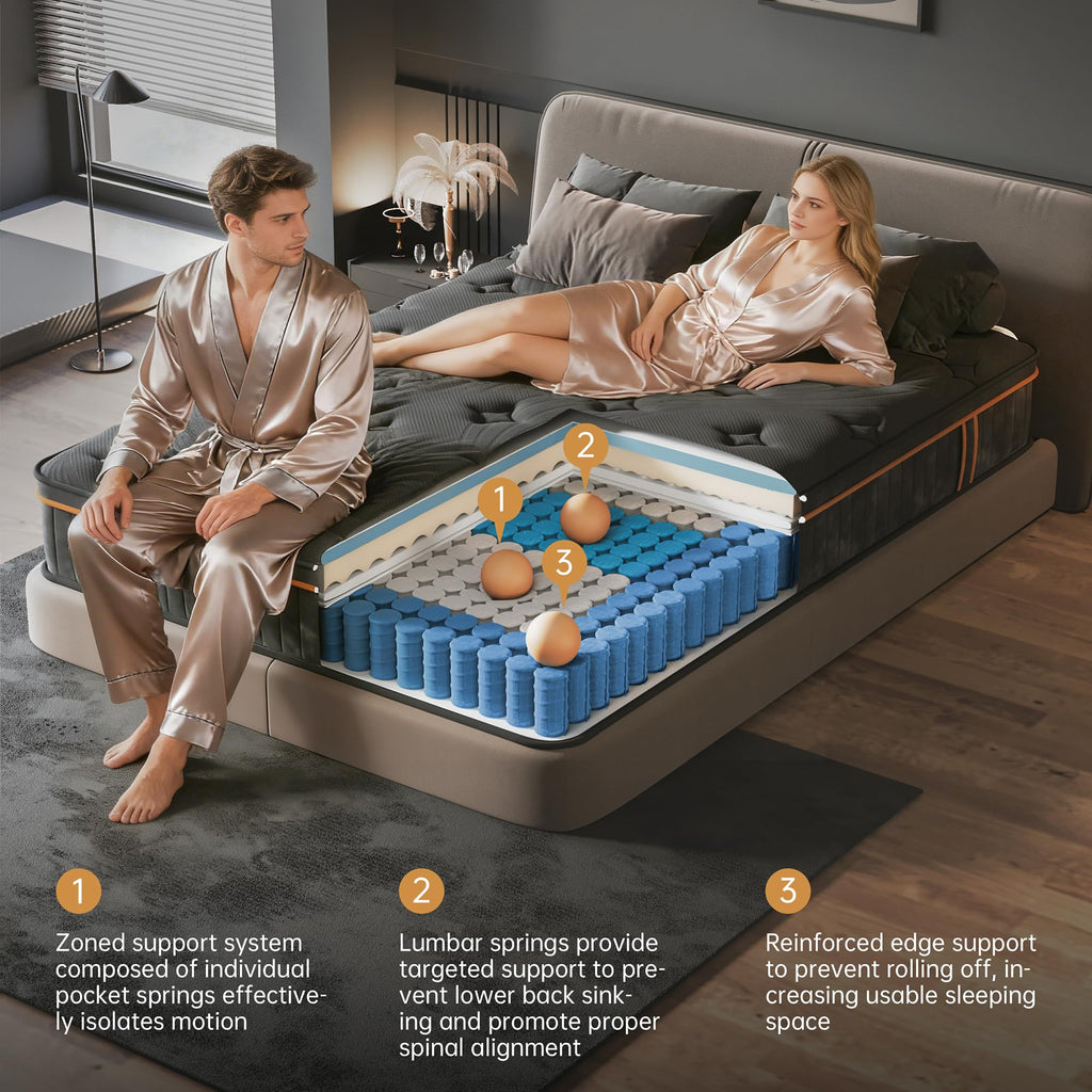 Queen Size 12 Inch Hybrid Memory Foam Pocket Spring Medium Firm Mattress L759