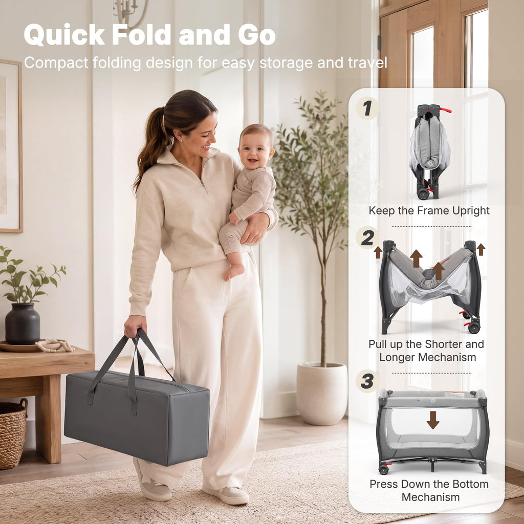 4-in-1 Pack and Play with Bassinet, Gray W8002