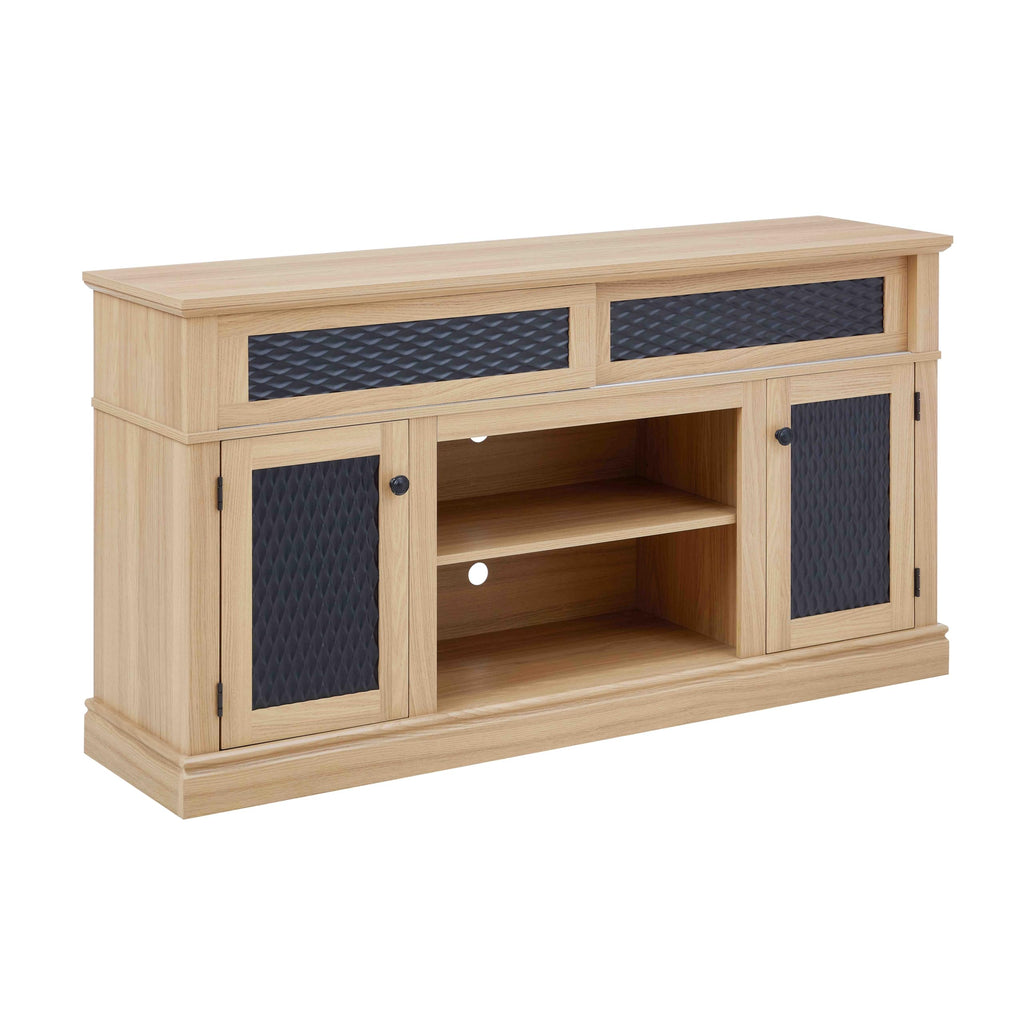 58 Inch Light Oak TV Stand with Sliding Doors N94060