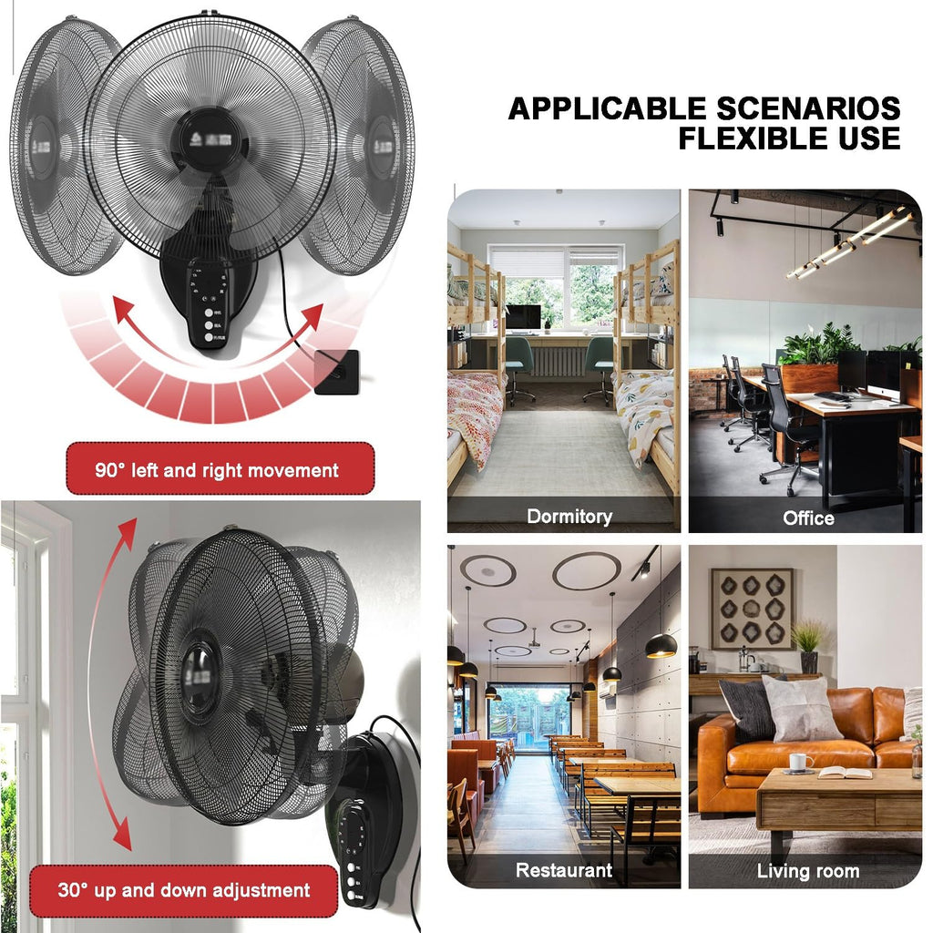 20 Inch Metal Oscillating Wall Mounted Fan with Remote P821728