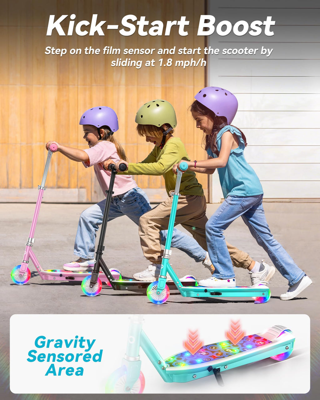 Electric Scooter for Kids, 5 MPH, LED Light-Up Wheels, Ages 3-8 T392