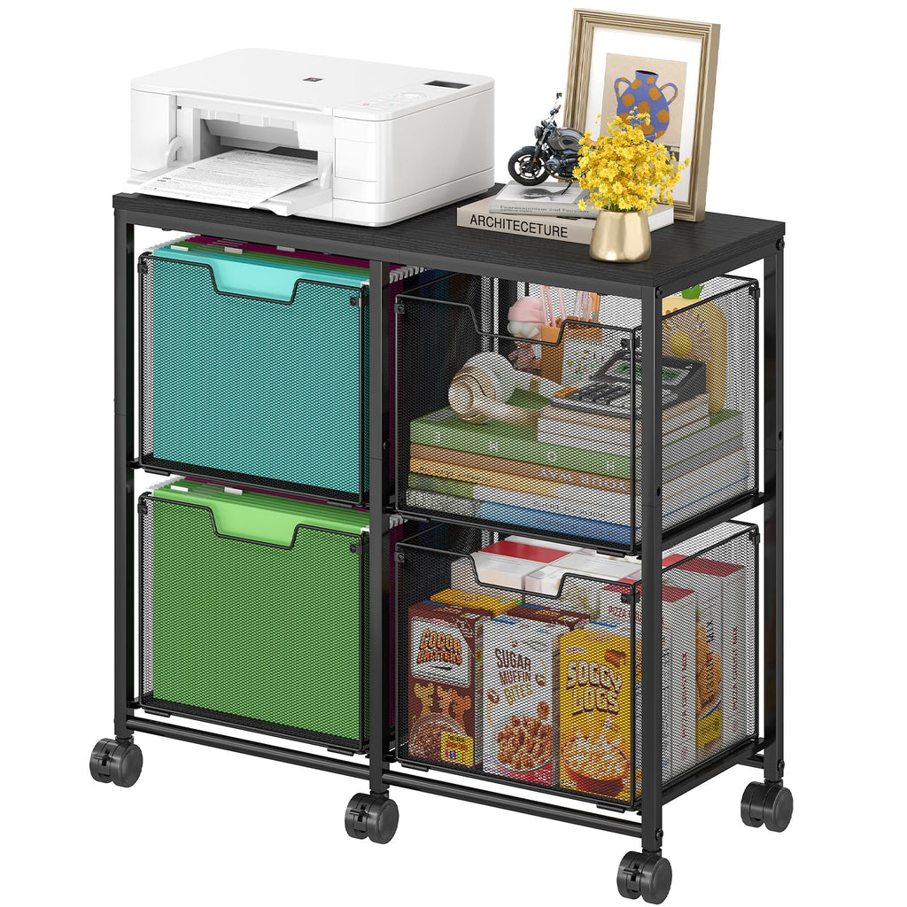 Black 4 Drawer Mobile File Cabinet J5486