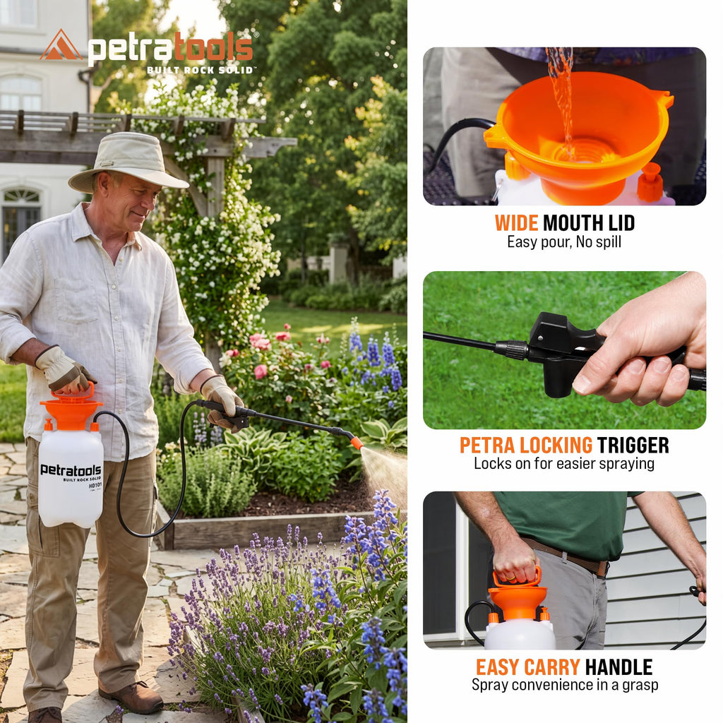 1 Gallon Garden Pump Sprayer with 52-in Hose & 2 Nozzles T5985