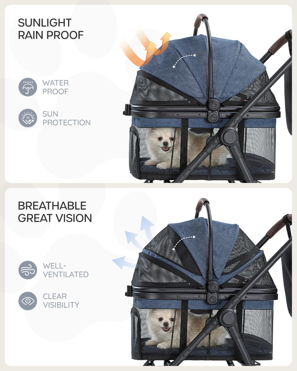 Foldable Pet Stroller with Detachable Carrier G564