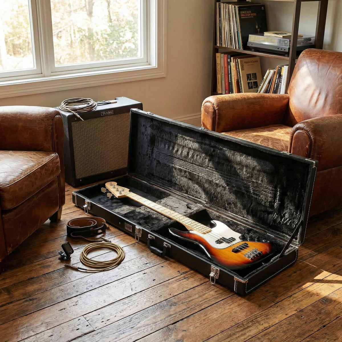 Black Bass Guitar Hard Case with Lock and Key N20039