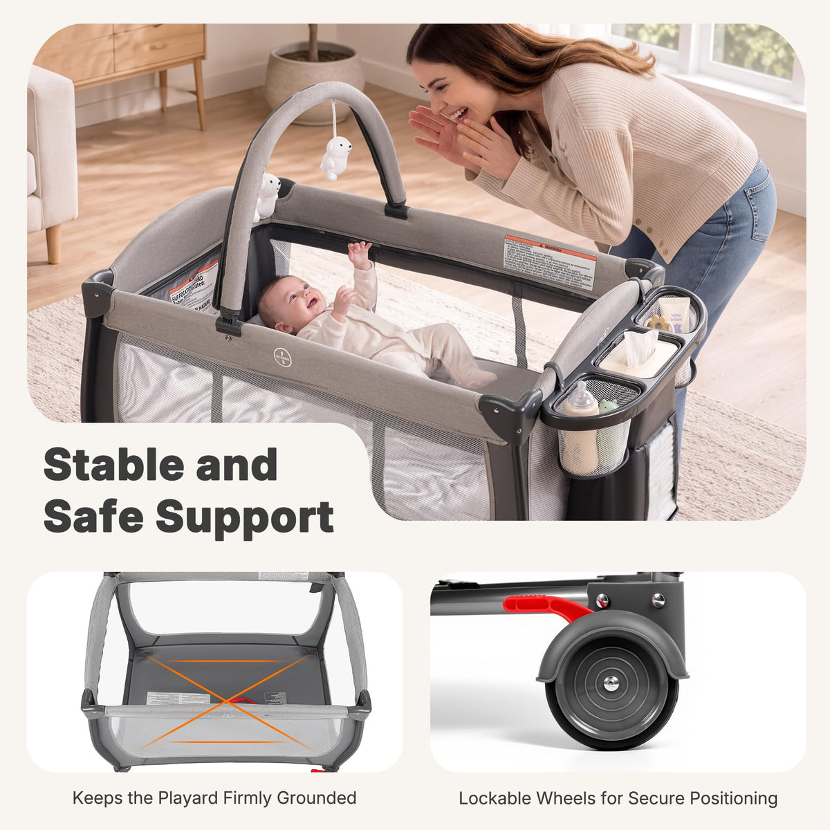 4-in-1 Pack and Play with Bassinet, Gray W8002