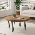 Rustic Wood Round Coffee Table with Metal Legs B658