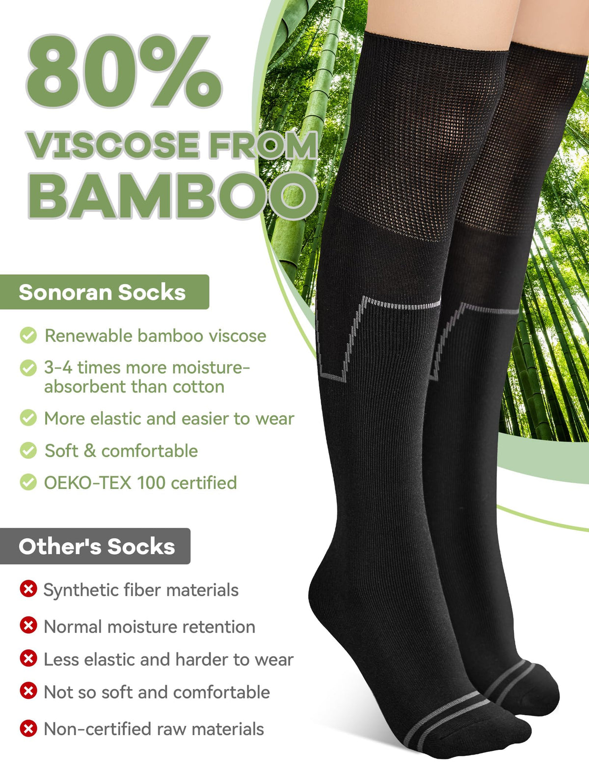 Bamboo Viscose Lightweight Socks 2 Pairs O834