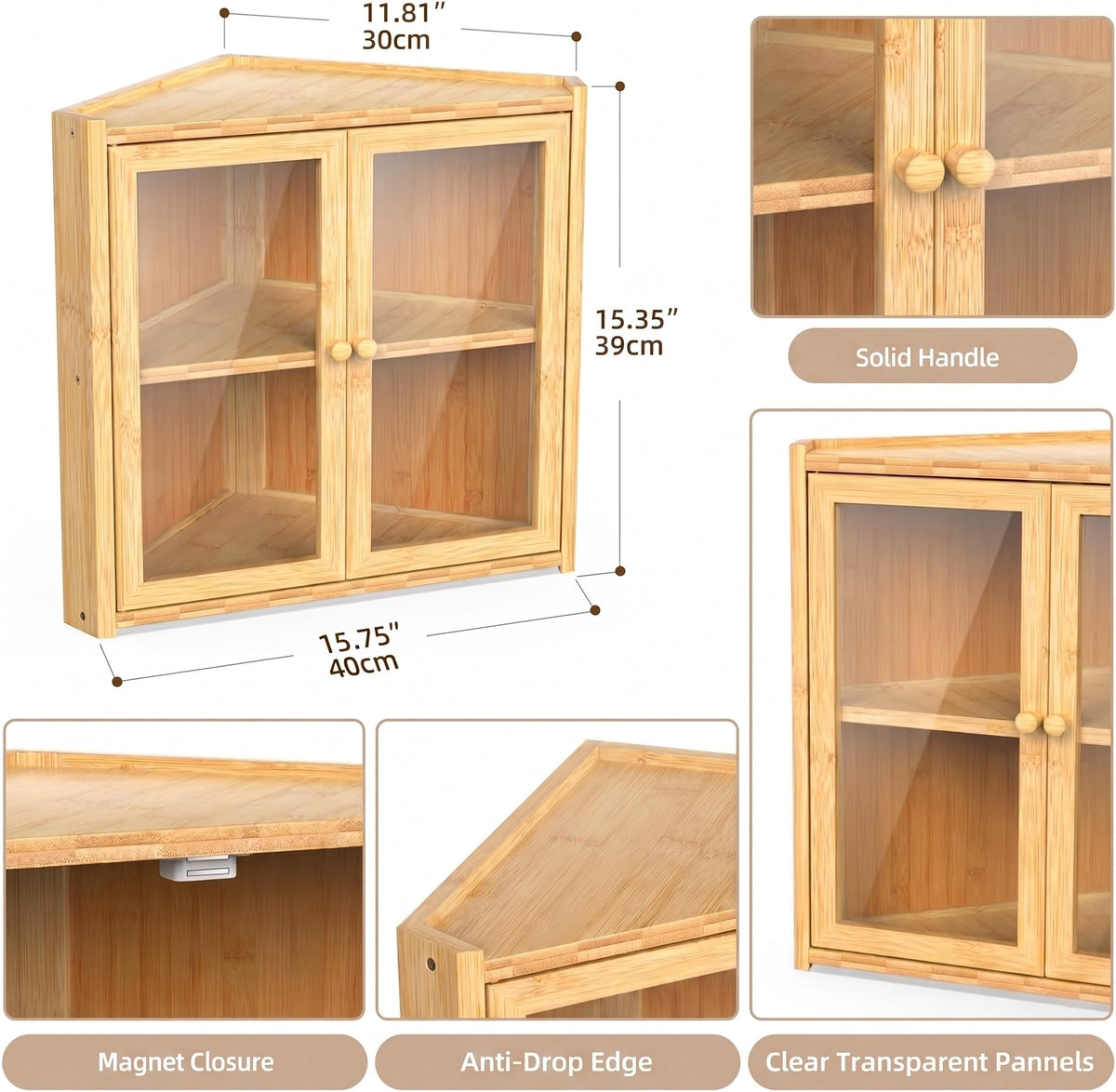 Double Layer Bamboo Bread Box with Clear Windows and Double Doors X243