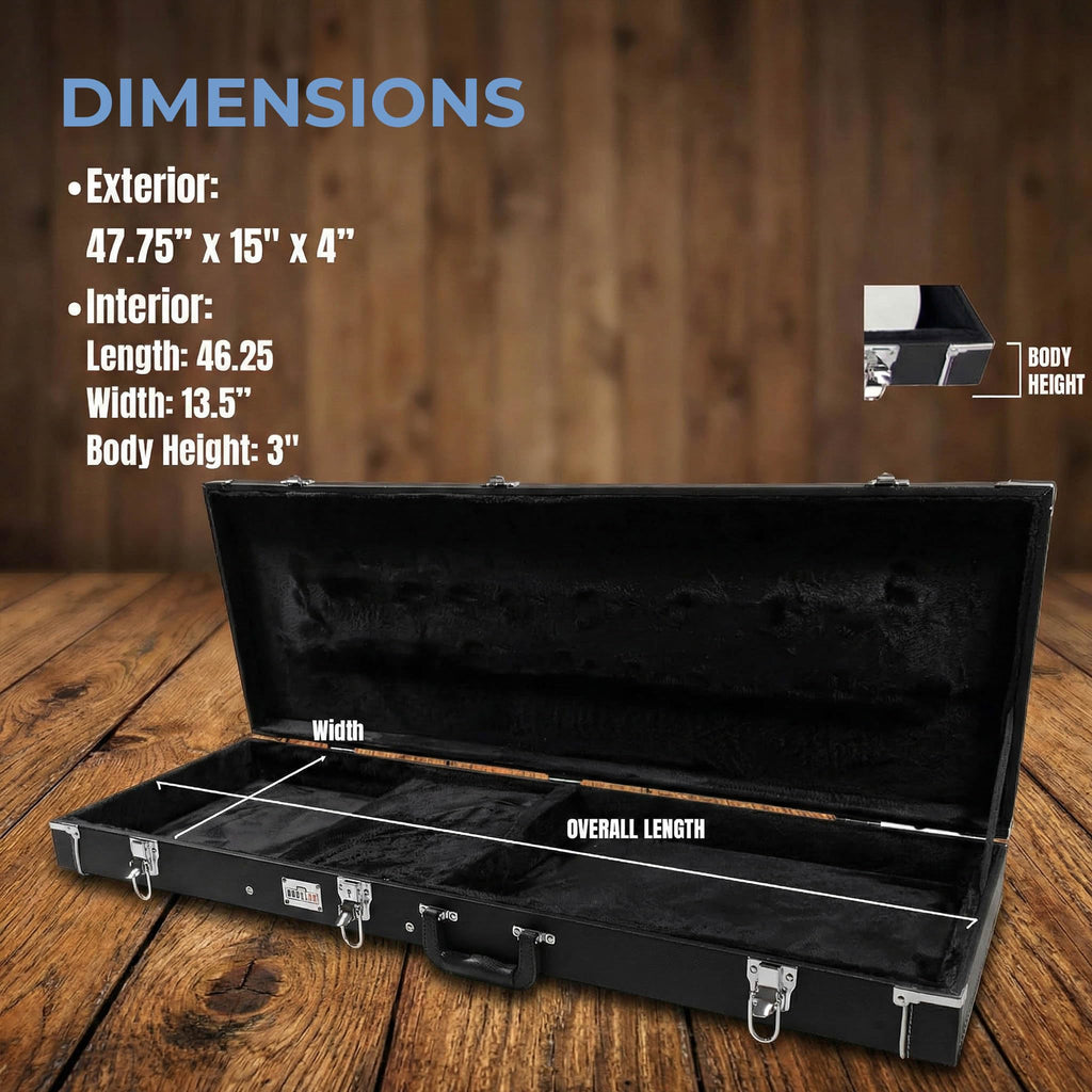Black Bass Guitar Hard Case with Lock and Key N20039