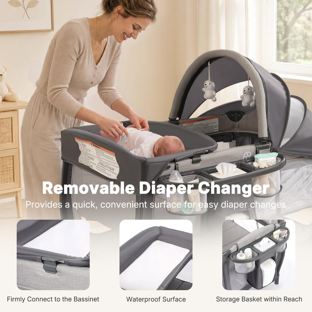 4-in-1 Pack and Play with Bassinet, Gray W8002