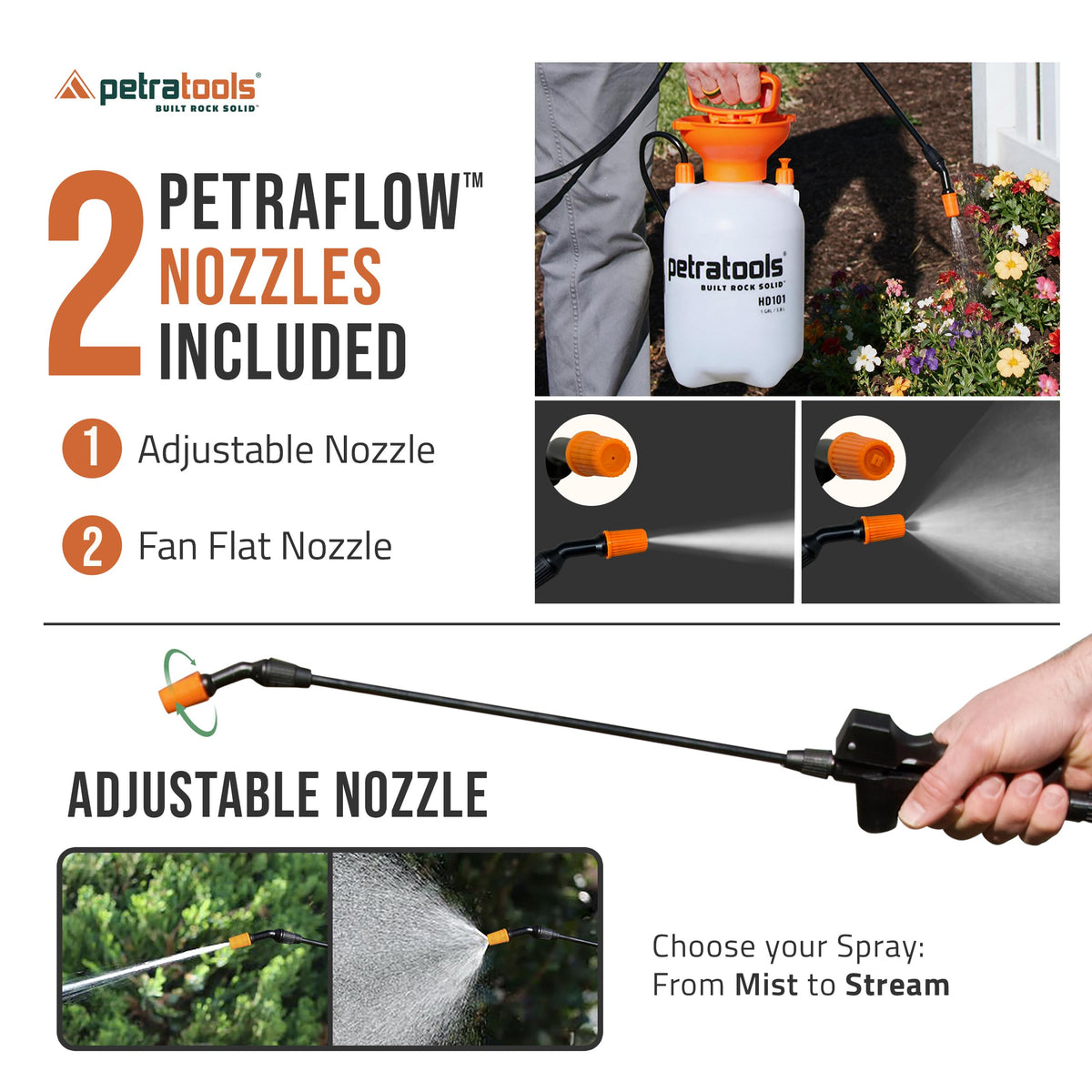 1 Gallon Garden Pump Sprayer with 52-in Hose & 2 Nozzles T5985