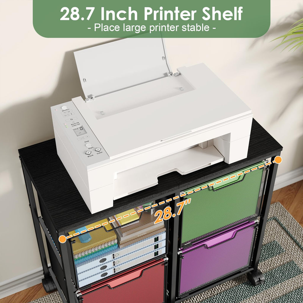 Black 4 Drawer Mobile File Cabinet J5486