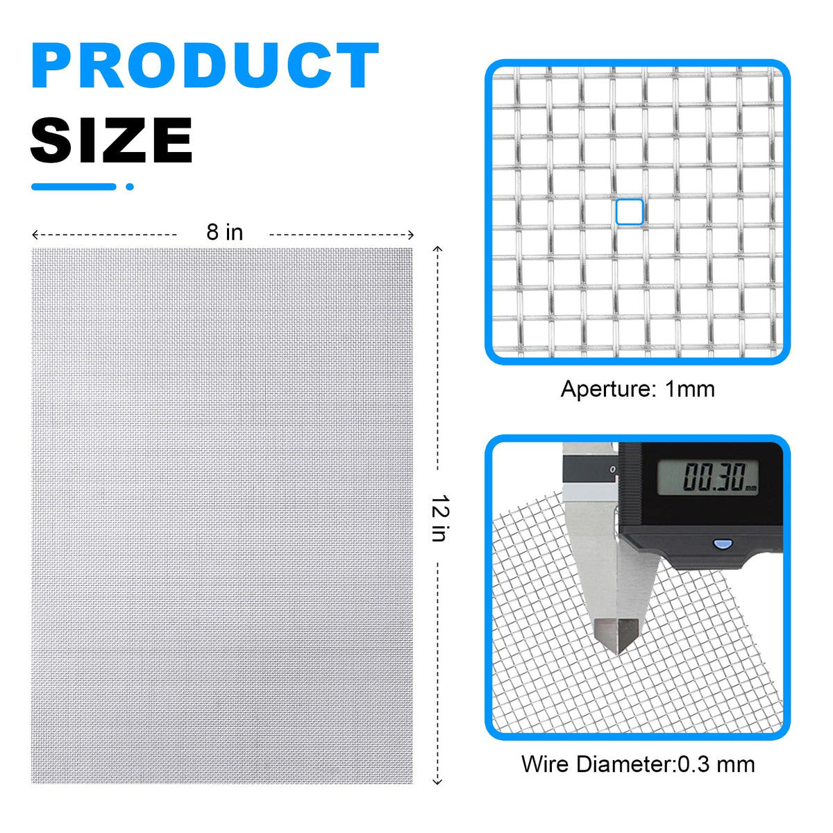 12×8 Inch 20 Mesh 304 Stainless Steel Wire Mesh Screen W84820