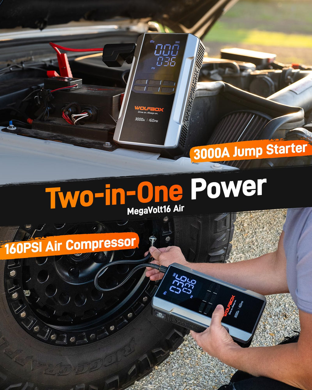 3000A Jump Starter with Air Compressor F827862