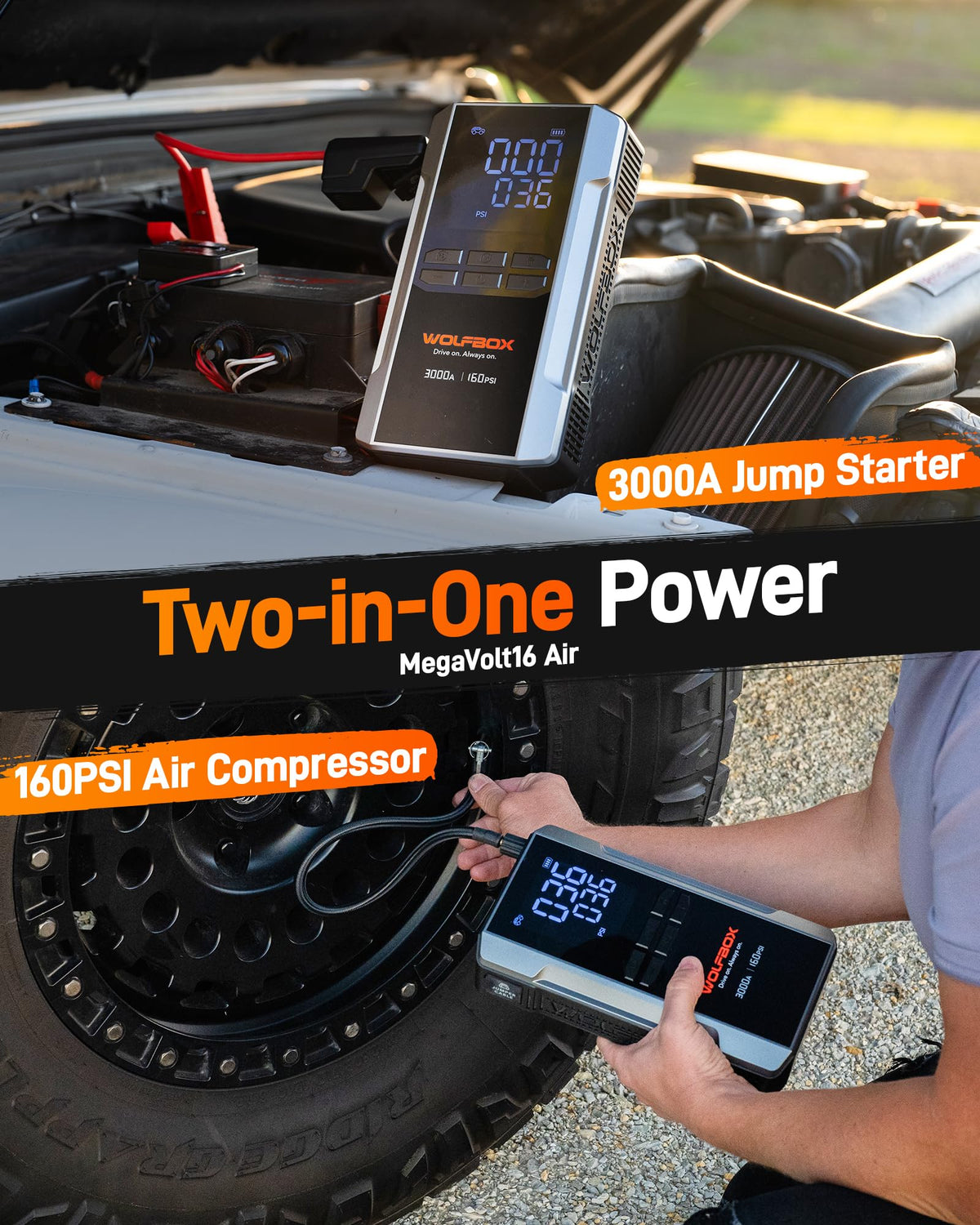 3000A Jump Starter with Air Compressor F827862